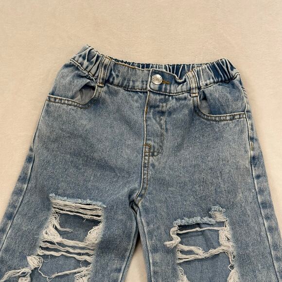 Shein Little Girls Distressed Jeans sz 7 - Picture 2 of 5